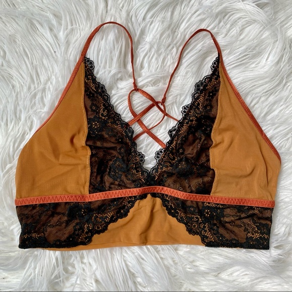 Free People NEW Leo Lace Bralette Black & Ginger - Picture 4 of 14